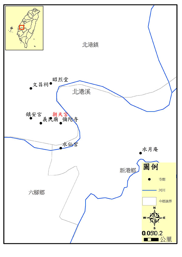 圖2　德發號捐獻寺廟油香分布圖　圖片來源：筆者自繪。