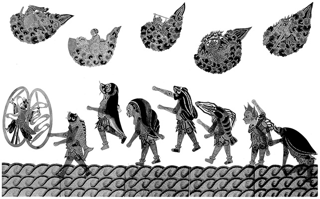 劉季霖氏旧蔵西派皮影戯影人『水漫金山寺』（劉季霖2004 p.46）